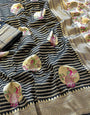 Petrichor Black Soft Banarasi Silk Saree With Prodigal Blouse Piece