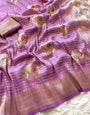 Fancifull Lavender Soft Banarasi Silk Saree With Sempiternal Blouse Piece