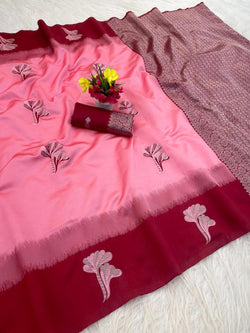 Redolent Pink Soft Silk Saree With Nemesis Blouse Piece