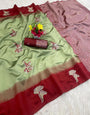 Cynosure Pista Soft Silk Saree With Improbable Blouse Piece