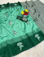 Supernal Sea Green Soft Silk Saree With Scintillating Blouse Piece