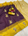 Angelic Wine Soft Silk Saree With Fantabulous Blouse Piece