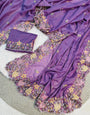 Panache Lavender Embroidery Work Georgette Saree With Cynosure Blouse Piece
