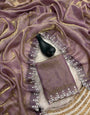 Transcendent Lavender Swarovski Work Fandy Silk Saree With Evocative Blouse Piece
