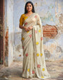 Mesmerising Beige Embroidery Work Viscose Saree With Most Enchanting Blouse Piece