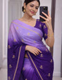 Lovely Lavender and Purple Banarasi Khadi Silk Saree With Supernal Blouse Piece