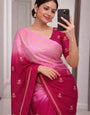 Delectable Pink Banarasi Khadi Silk Saree With Improbable Blouse Piece