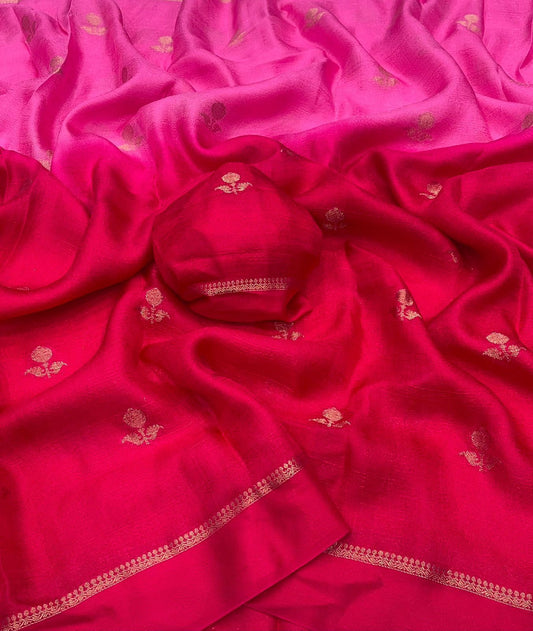 Delectable Pink Banarasi Khadi Silk Saree With Improbable Blouse Piece