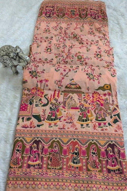 Cynosure Peach Pashmina Silk Saree With Enthralling Blouse Piece