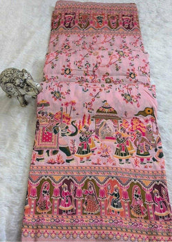 Stunner Pink Pashmina Silk Saree With Efflorescence Blouse Piece