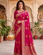 Adoring Dark Pink Banarasi Khadi Silk Saree With Engrossing Blouse Piece
