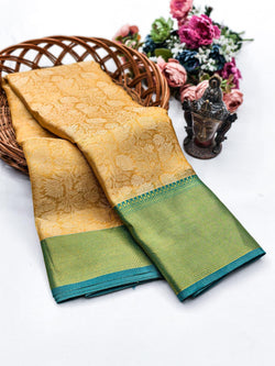 Forbearance Golden Soft Tissue Silk Saree With Murmurous Blouse Piece