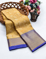 Surpassing Golden Soft Tissue Silk Saree With Exemplary Blouse Piece
