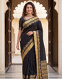 Prettiest Black Soft Silk Saree With Prodigal Blouse Piece