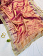 Quixotic Pink Tissue Silk Saree With Forbearance Blouse Piece