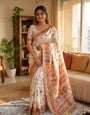 Vibrant Off White Pashmina Silk Saree With Seraglio Blouse Piece