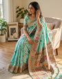 Enigmatic Sky Pashmina Silk Saree With Desuetude Blouse Piece