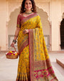 Nectarous Yellow Pashmina Silk Saree With Classic Blouse Piece