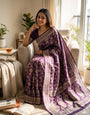 Scintillating Purple Soft Silk Saree With Girlish Blouse Piece