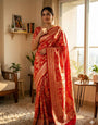 Precious Red Soft Silk Saree With Mesmeric Blouse Piece