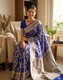 Gleaming Blue Soft Silk Saree With Flattering Blouse Piece