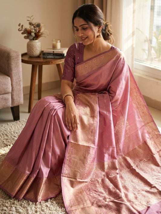 Winsome Pink Soft Silk Saree With Ideal Blouse Piece