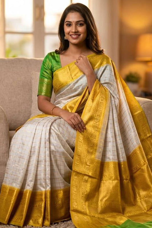 Jazzy Beige Soft Silk Saree With Desiring Blouse Piece