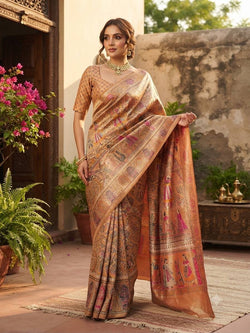 Effulgent Yellow Dola Pashmina Saree With Posh Blouse Piece
