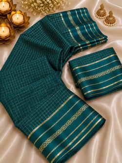 Enigmatic Rama Banarasi Viscose Silk Saree With Exquisite Blouse Piece