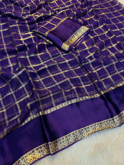 Cynosure Navy Blue Banarasi Viscose Silk Saree With Bucolic Blouse Piece