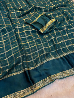 Sophisticated Rama Banarasi Viscose Silk Saree With Felicitous Blouse Piece