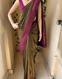 Seraphic Mehndi Soft Silk Saree With Ethereal Blouse Piece