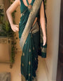 Zephyr Dark Green Soft Silk Saree With Alluring Blouse Piece