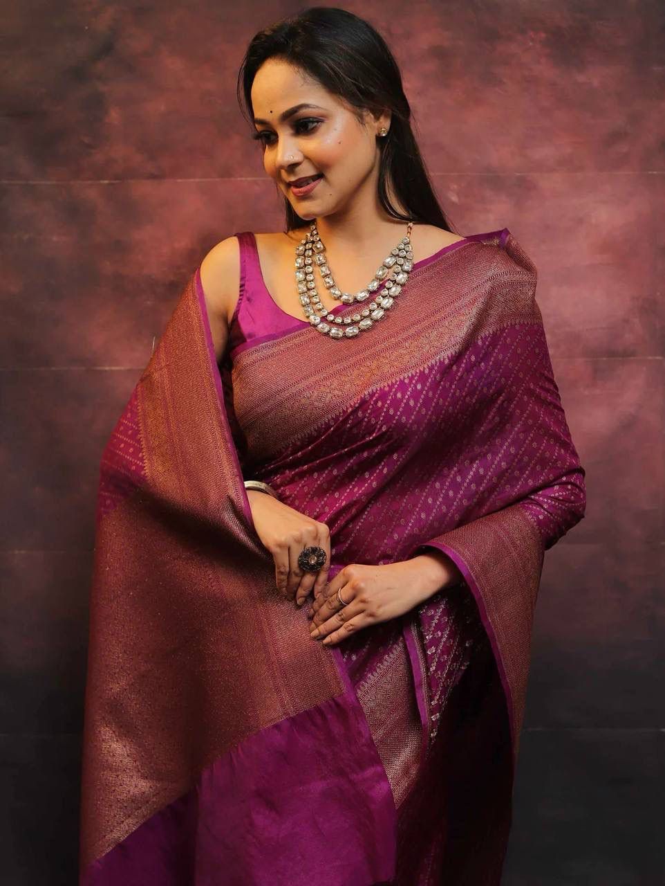 Ethereal Purple Soft Silk Saree With Scrupulous Blouse Piece