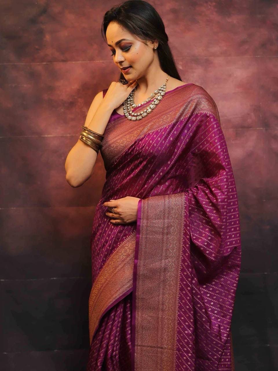 Ethereal Purple Soft Silk Saree With Scrupulous Blouse Piece