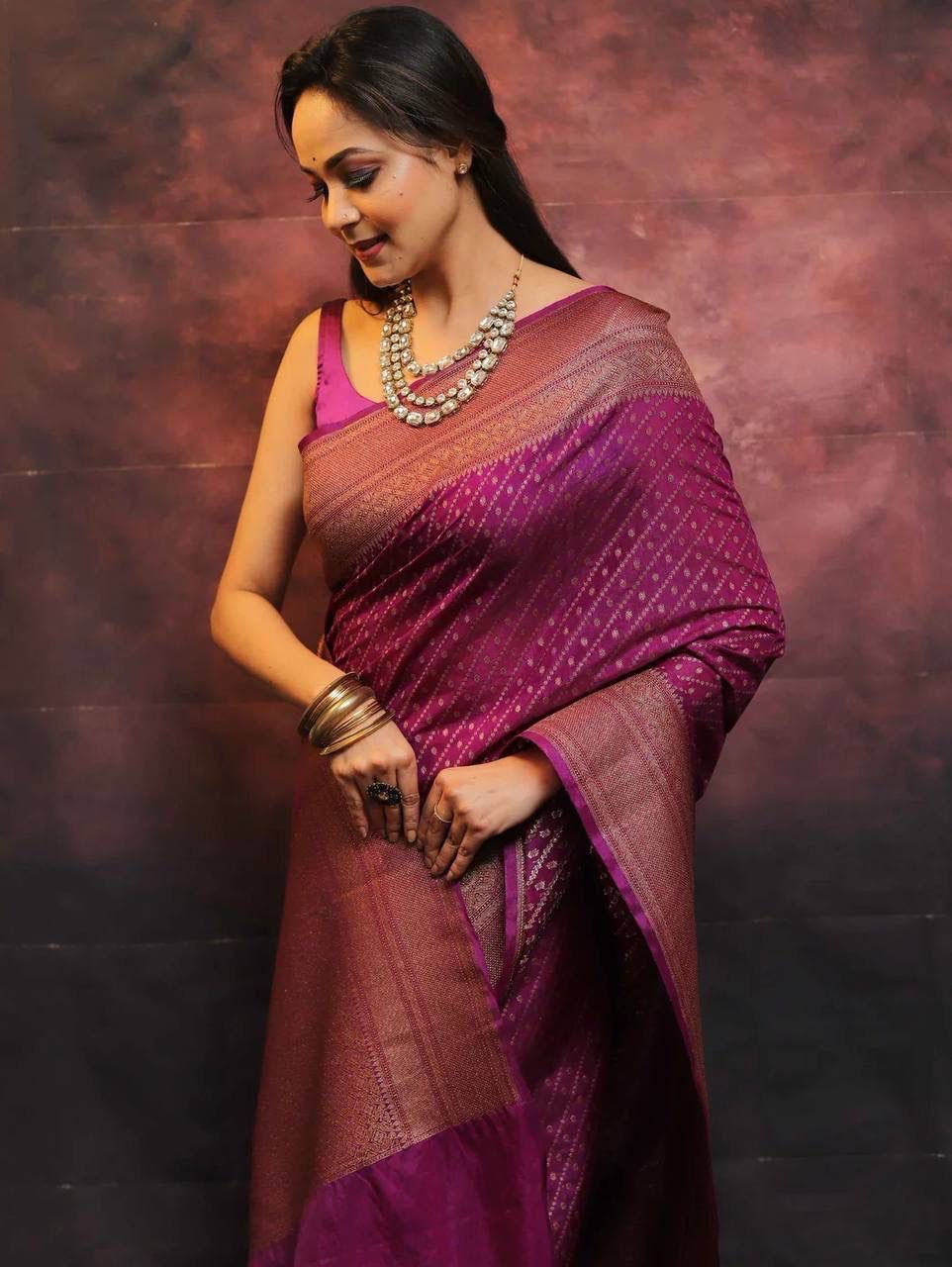 Ethereal Purple Soft Silk Saree With Scrupulous Blouse Piece