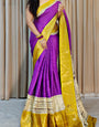 Intricate Purple Digital Printed Dola Silk Saree With Fantabulous Blouse Piece