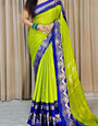 Ailurophile Mehndi Digital Printed Chiffon Saree With Sonorous Blouse Piece