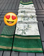 Excellent Off White Digital Printed Dola Silk Saree With Dalliance Blouse Piece