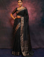 Piquant Black Soft Silk Saree With Proficient Blouse Piece