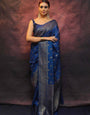 Ornate Blue Soft Silk Saree With Radiant Blouse Piece