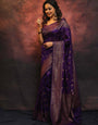 Seraphic Purple Soft Silk Saree With Ineffable Blouse Piece