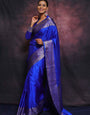 Outstanding Royal Blue Soft Silk Saree With Beautiful Blouse Piece