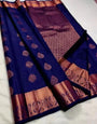 Chatoyant Navy Blue Soft Silk Saree With Ephemeral Blouse Piece