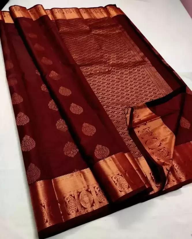 Gossamer Wine Soft Silk Saree With Ratatouille Blouse Piece