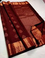 Gossamer Wine Soft Silk Saree With Ratatouille Blouse Piece