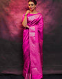 Denouement Dark Pink Soft Silk Saree With Fragrant Blouse Piece