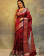 Imbrication Maroon Soft Silk Saree With Dissemble Blouse Piece