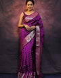 Captivating Purple Soft Silk Saree With Invaluable Blouse Piece