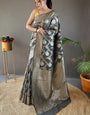 Posh Grey Cotton Silk Saree With Dulcet Blouse Piece